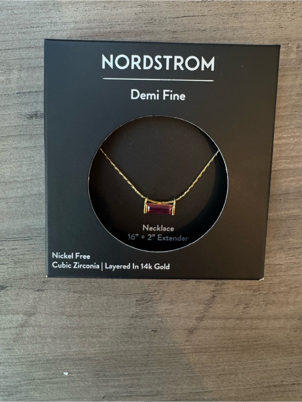NWT Nordstrom Gold Necklace with Fuchsia Rectangular Stone
